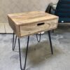 Aged Wood Industrial Nightstand with Drawer