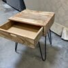 Aged Wood Industrial Nightstand with Drawer