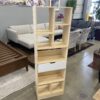 Light Wood Asymmetrical Bookcase with Drawer