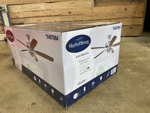 HARBOR BREEZE Eastbrook Nickel and Wood Ceiling Fan