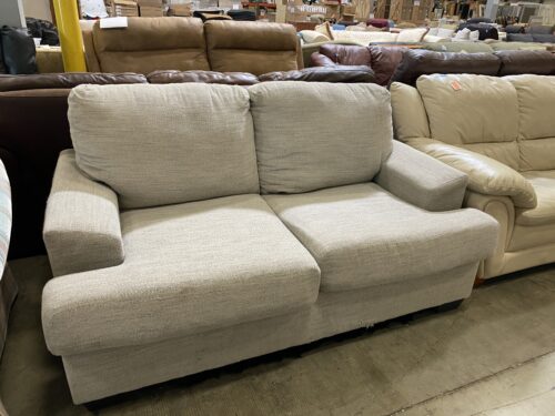 Grey Fabric Square Loveseat