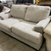 Grey Fabric Square Loveseat