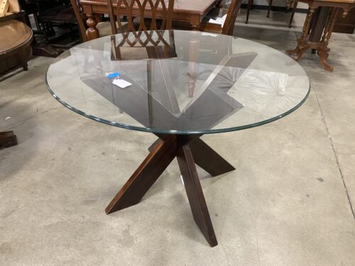 Allard V-Based Modern Glass Top Dining Table