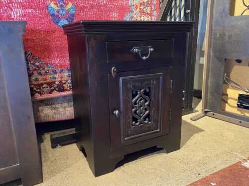 Aster Rustic Solid Wood Nightstand, Right Open
