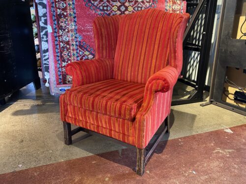 Sumptuous Crimson & Gold Wingback Armchair