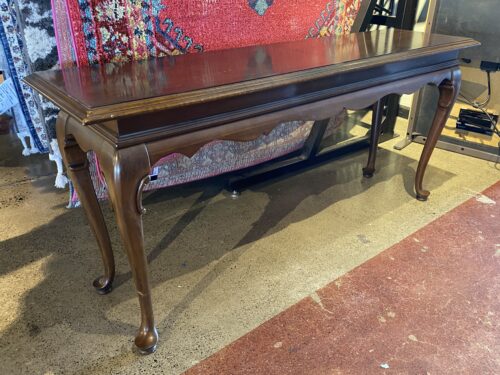 ETHAN ALLEN Cabriole Leg Espresso Brown Sofa Table