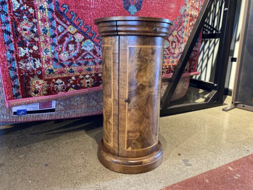 Made In Italy Burl Veneer Storage Pedestal Table