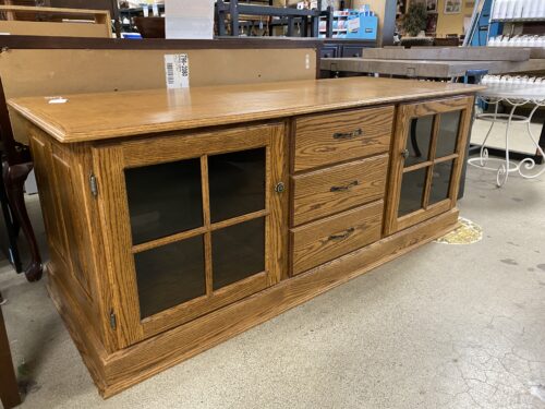 Oak Media Cabinet w/ 3 Drawers