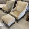 Beige Wingback Armchair w/ Ottoman