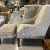 Beige Wingback Armchair w/ Ottoman
