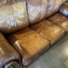 Wood Trim Leather 3 Seater Couch