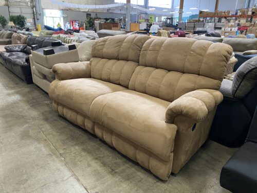 Double Stuft Beige Double Recliner Loveseat