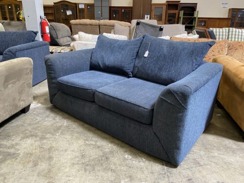 Denim Blue Square Frame Loveseat