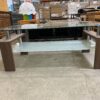 Modern Industrial Walnut Finished Glass Top Coffee Table