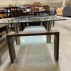 Modern Industrial Walnut Finished Glass Top Coffee Table