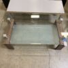 Modern Industrial Walnut Finished Glass Top Coffee Table