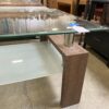 Modern Industrial Walnut Finished Glass Top Coffee Table