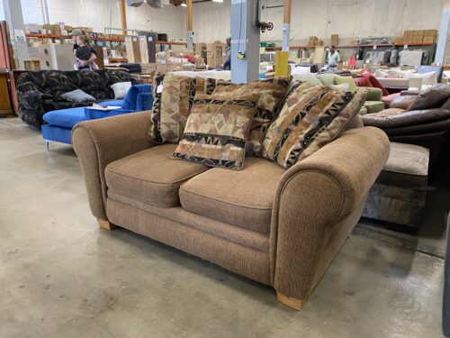 Multi-Tonal Brown Roll Arm Loveseat