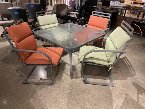 Outdoor Square Table with 4 Cushioned Chairs