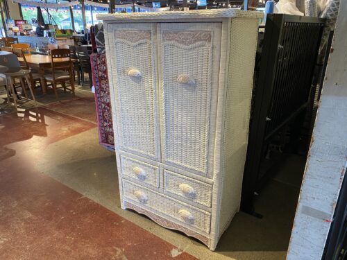 PIER 1 Cottagecore White Wicker Armoire