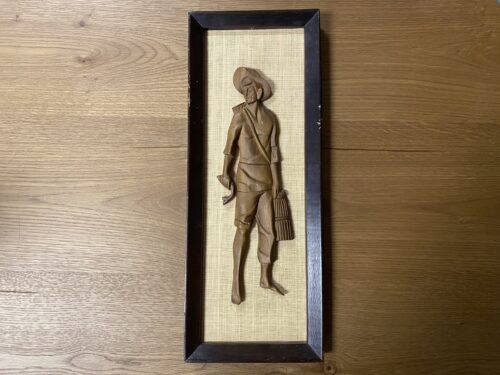 Framed Wood Carved Fisherman
