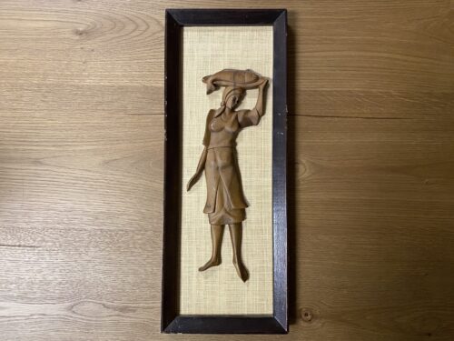 Framed Wood Carved Fisherwoman