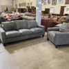Stormy Grey Faux Leather Sofa and Chair Set