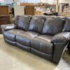 Deep Brown Accent Stitched Double Recliner Sofa
