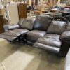 Deep Brown Accent Stitched Double Recliner Sofa