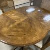 Wooden Table w/ 2 Leaves & 4 Wicker Backed Chairs