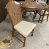 Wooden Table w/ 2 Leaves & 4 Wicker Backed Chairs