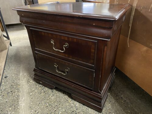 Dark Wooden 2 Drawer Nightstand