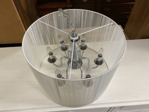 Silver Color 6 Light Chandelier w/ White Shade