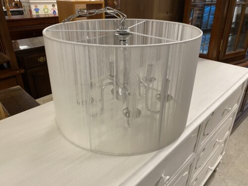 Silver Color 6 Light Chandelier w/ White Shade