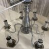 Silver Color 6 Light Chandelier w/ White Shade