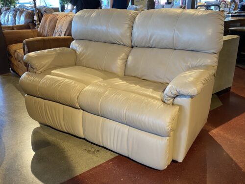 Beige Faux Leather Recliner Loveseat