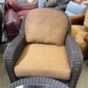 Brown Wicker Rocking Chair With Glass Top Ottoman