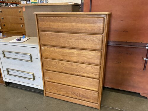 Aged Pine Wood 6 Drawer Dresser