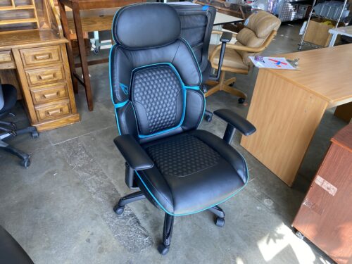 Black and Blue Gaming Chair with Adjustable Arms