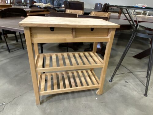 Rolling Raw Wood Kitchen Cart