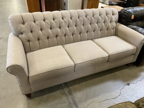 Tufted Tan 3 Seat Couch