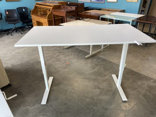 Large White Standing Desk with Crank