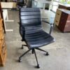 Striped Black Leather Rolling Office Chair