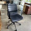 Striped Black Leather Rolling Office Chair