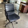 Striped Black Leather Rolling Office Chair