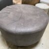 Large Circle Faux Leather Ottoman