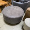 Large Circle Faux Leather Ottoman