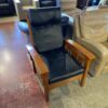 Mission Style Armchair with Black Leather