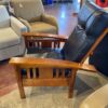 Mission Style Armchair with Black Leather