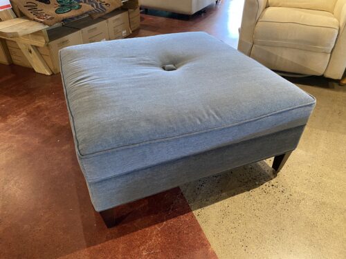 BASSETT Large Square Blue Ottoman